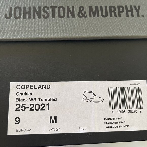 JOHNSTON & MURPHY Copeland Black 9M Men's Leather Crepe-Sole Chukka Boots - Picture 3 of 8